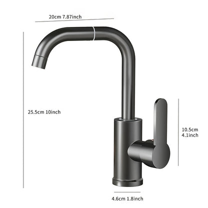 Modern 360° Swivel Kitchen and Bathroom Faucet - Hot & Cold Water Mixer, Stainless Steel, Dual-Use for Sink & Washbasin, Contemporary Design, Brushed Finish, Ceramic Valve, Easy