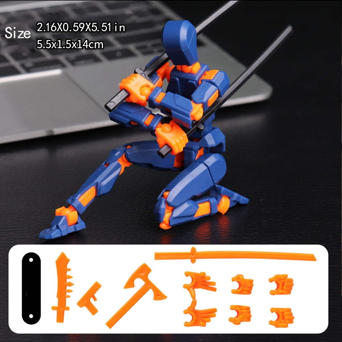 Articulated robot action figure toy with colorful design and durable material. Perfect gift for creative play.