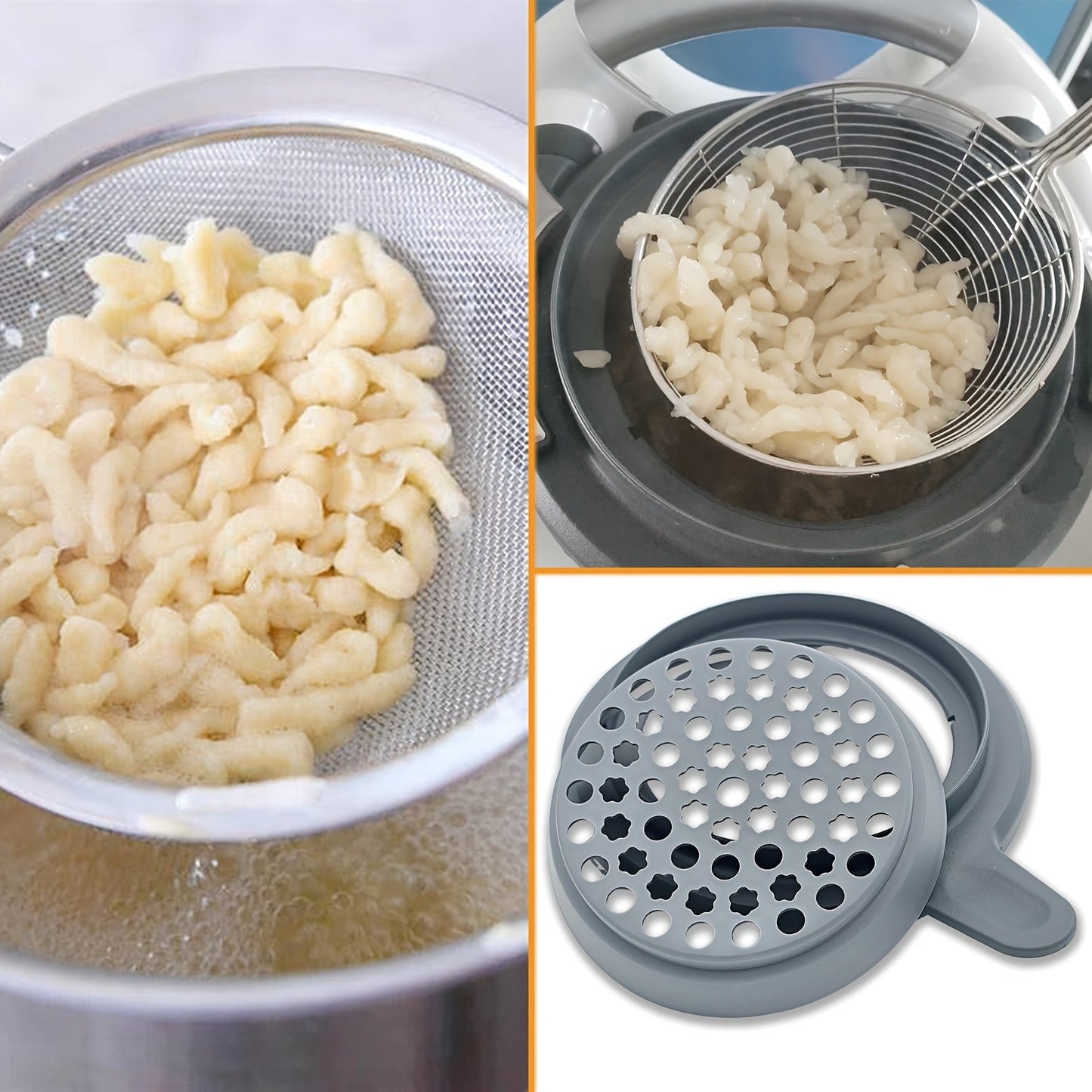 "Thermomix SPAETZLE tayyorlash uchun qo'shimcha to'plami katta teshikli qozon qopqog'i, xamir tarqatuvchi va TM6 TM5 uchun oziq-ovqat darajasidagi plastik oshxona aralashtirgich aksessuarini o'z ichiga oladi. Ofisda foydalanish uchun mukammal."