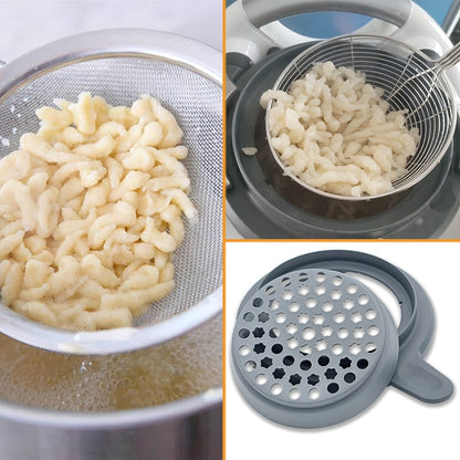 Thermomix SPAETZLE Maker Attachment Set includes Large Hole Pot Cover, Batter Dispenser, and Food-Grade Plastic Kitchen Mixer Accessory for TM6 TM5. Perfect for Office Use.