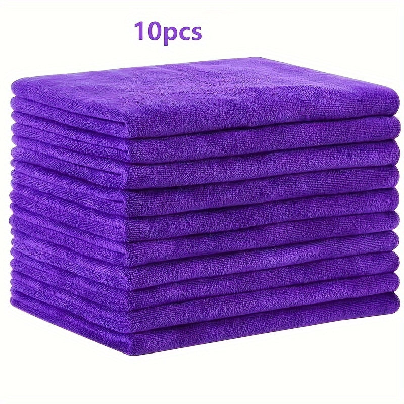 10-piece towel set made of super soft, super absorbent polyester fiber, suitable for various uses including bathroom, gym, hotel, spa, barber shop, beauty salon, and commercial cleaning.