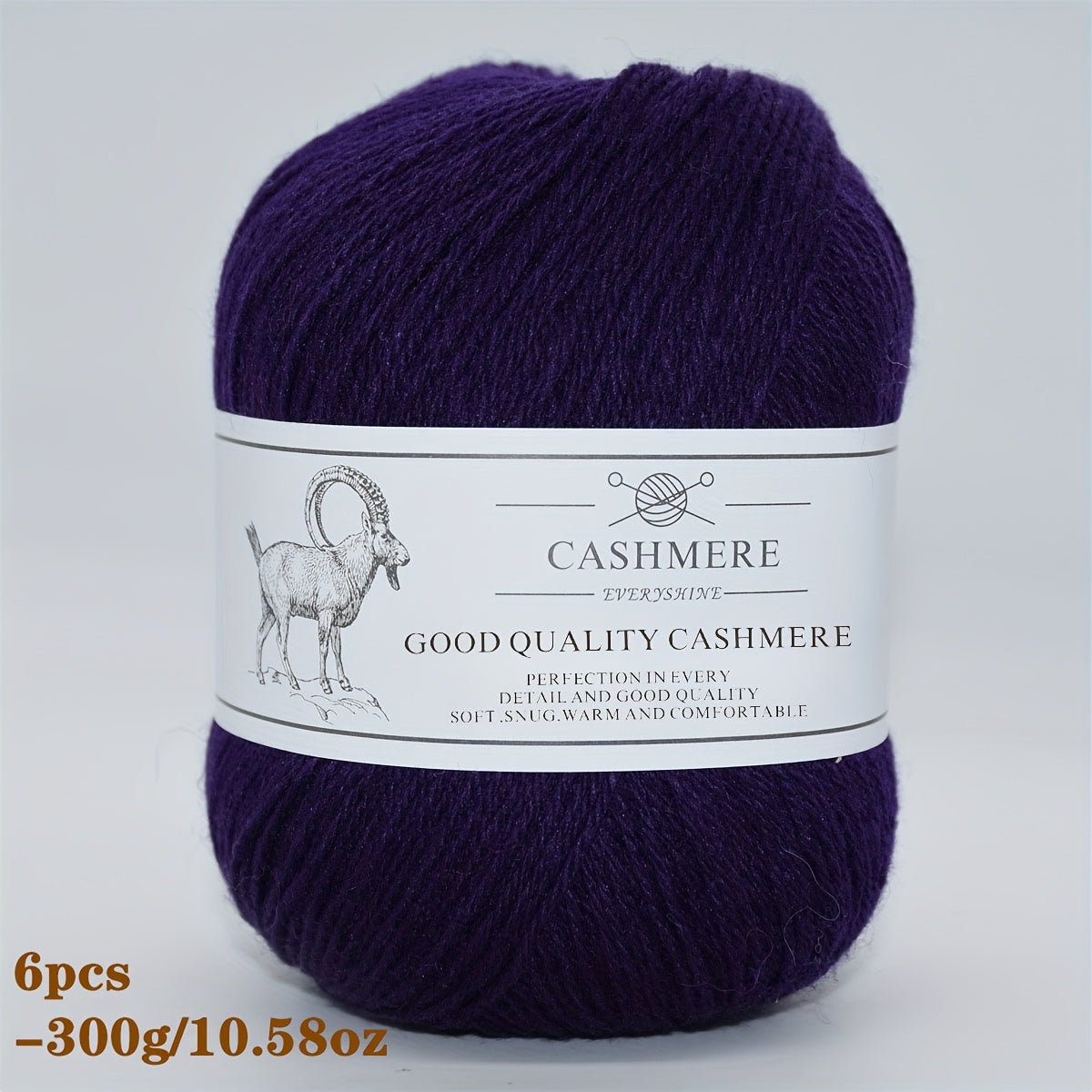 6-Pack Luxurious Cashmere Yarn for Knitting and Crocheting - Soft, Warm, Durable 80% Cashmere 20% Acrylic Blend - Perfect for Sweaters, Pants, Gloves, Hats, and DIY Crafts - 1.76oz Each