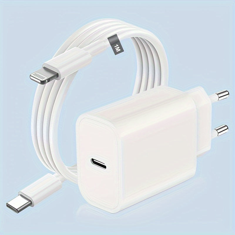 Ansty 10W USB-C Быстрая Зарядка для iPhone, iPad, Android - Европейская Стандартная Вилка, Белый, Готов к Путешествию.