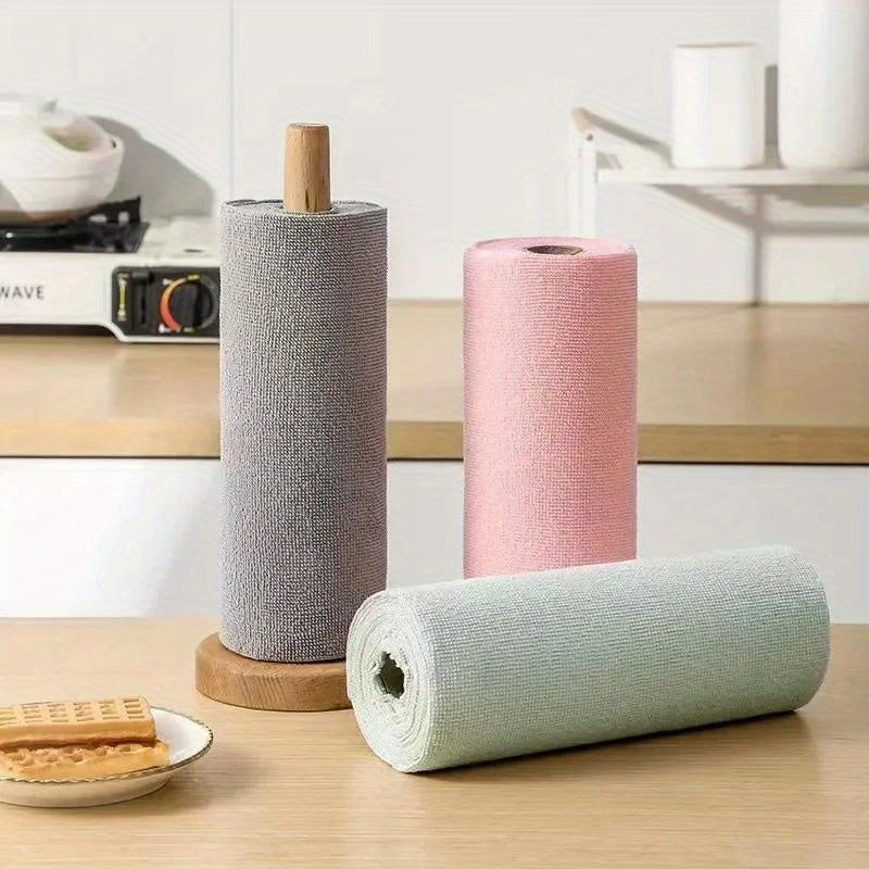 Get all your cleaning needs covered with a pack of 20 reusable microfiber cleaning wipes on a roll. These versatile rolls can be used as kitchen cloths, dish rags, or paper towel replacements. Made from woven fabric, they are perfect for any room in the