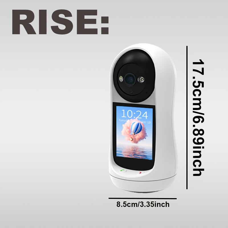 YIIYRY Security Camera with 7.11cm IPS Screen - Features Two-Way Audio, Ideal for Elderly Monitoring, USB Powered with No Battery Required