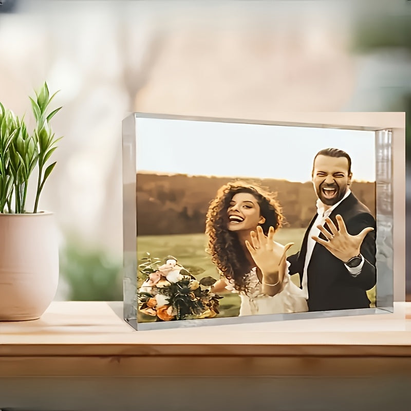 Unique Acrylic Photo Block - Customize Your Own Sleek Rectangular Sculpture Frame for Anniversary Present, Ideal for Enhancing Home, Office, or Commercial Spaces, Great for Adding a Stylish Touch to any Room