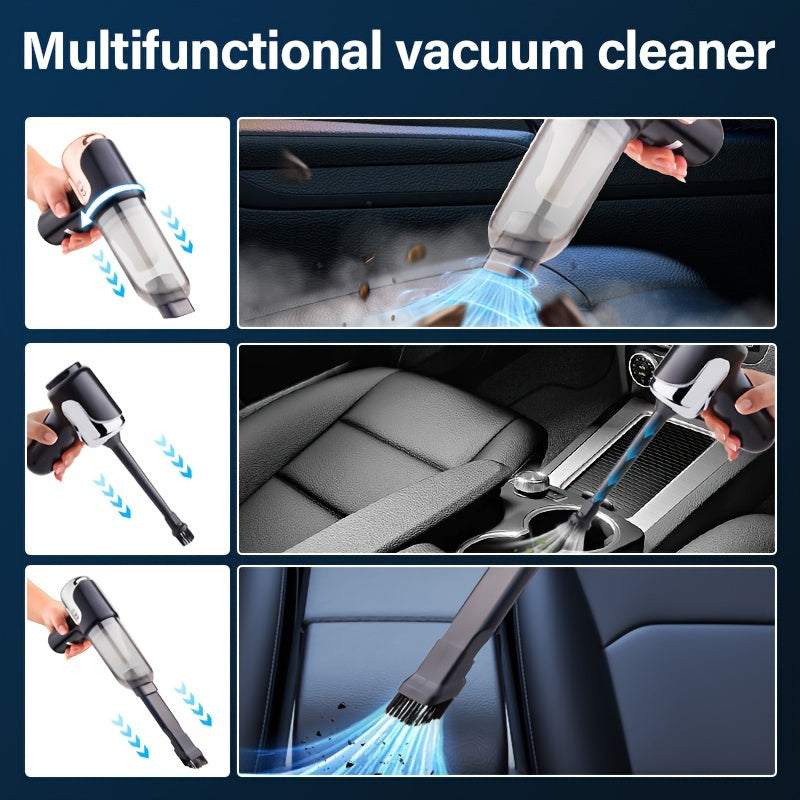 A powerful 3-in-1 wireless vacuum cleaner suitable for cars and homes. Longer battery life, can suck, pump, and blow air, comes with accessories for dust and pet hair removal. Ideal for