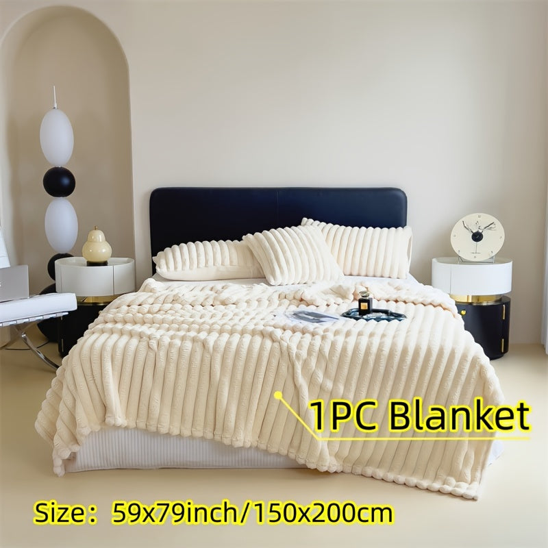 Double-sided Simulation Rabbit Fleece Blanket - Soft and Warm Throw Blanket, Anti-static and Non-shedding - Perfect for Student Dorms, Offices, Lunch Breaks, Cars, Sofas, and Travel - Multi-functional and Suitable for All Seasons.