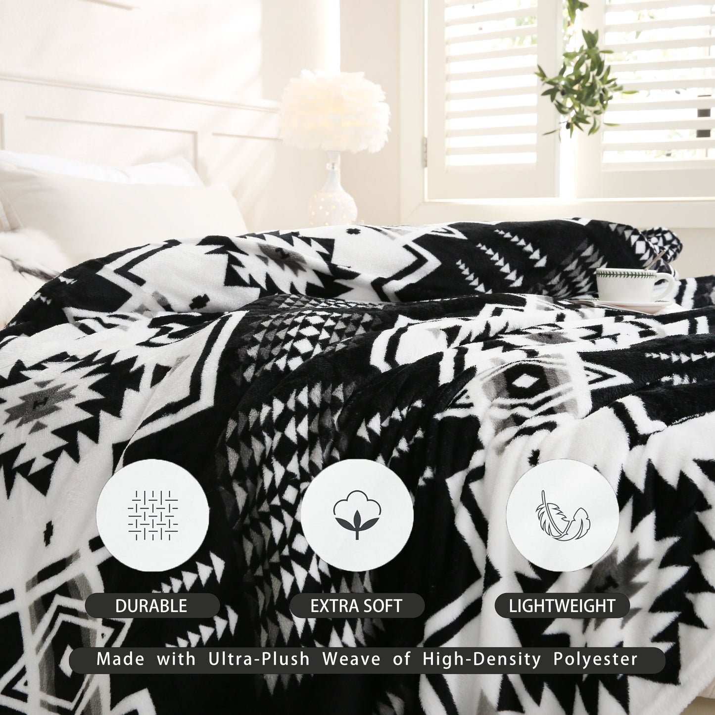 A multipurpose gift blanket for all seasons, this ethnic style geometric print flannel blanket is perfect for couches, sofas, offices, beds, camping, and travel. Measuring 1 piece and weighing 200gsm, this soft and warm throw blanket is perfect for