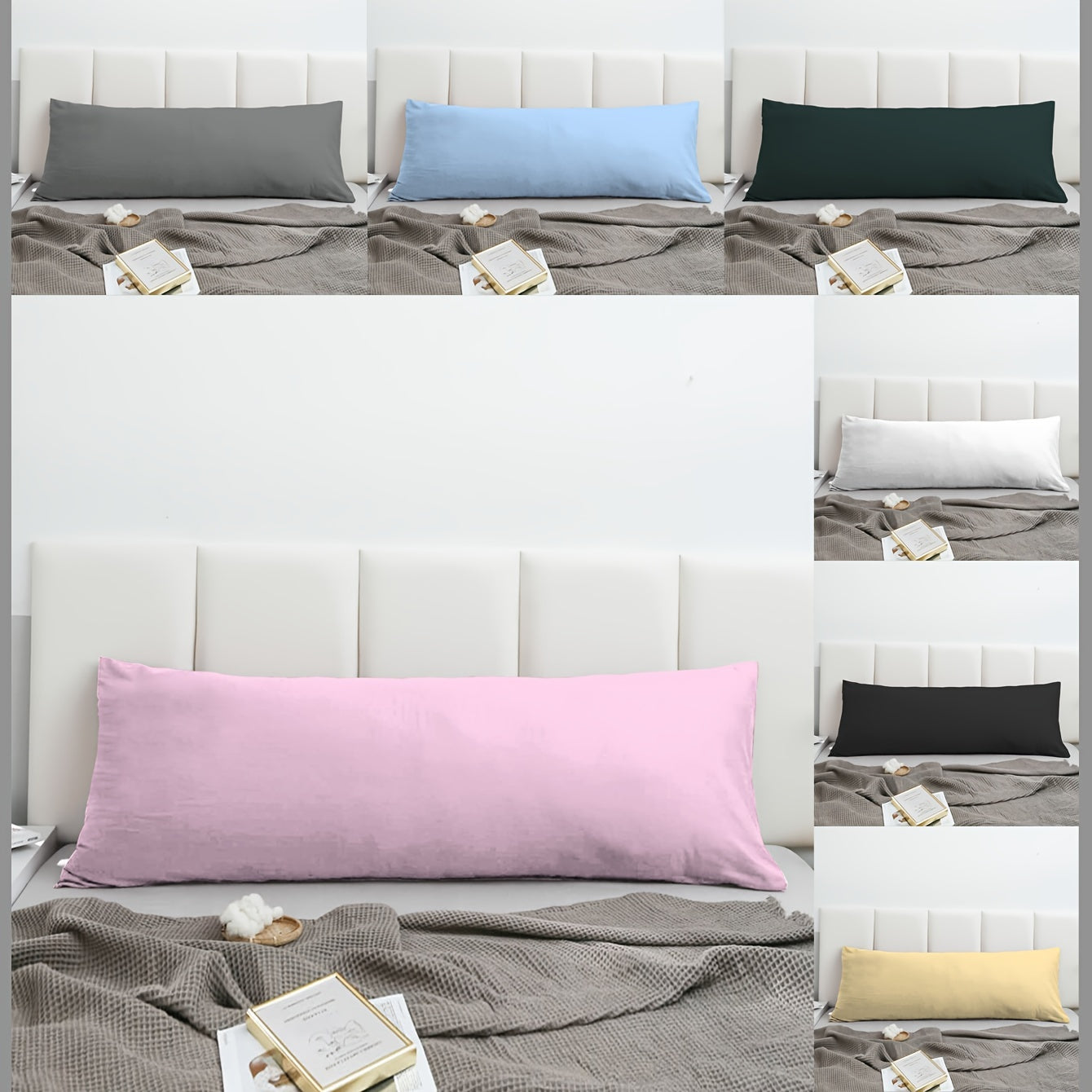 Soft and Breathable Body Pillow Cover, Premium Quality Long Pillowcase in Plain Brushed Design (Pillow Core Not Included). Envelope Pillow Protector Ideal for Bedroom, Sofa, and Home Decor.