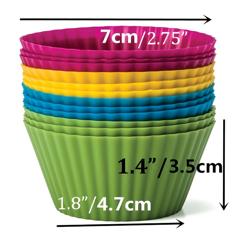 Reusable Silicone Cupcake Pans - Set of 12, Ideal for Baking Muffins, Cakes, and More!