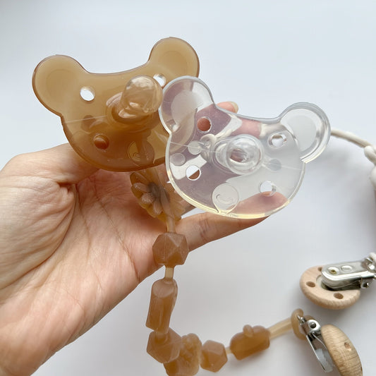 Bear Design Silicone Baby Pacifiers - Soft and Soothing BPA-Free Teether for Oral Development, Suitable for Newborns to 3 Years Old. Gentle on Gums, Food-Grade Material for Safe Teething.