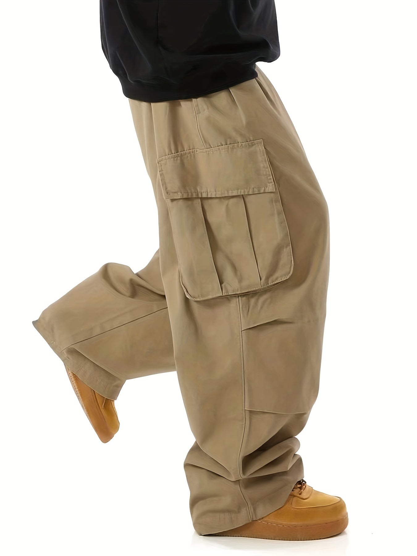 Men's super loose long pants with multiple pockets and drawstring waist.