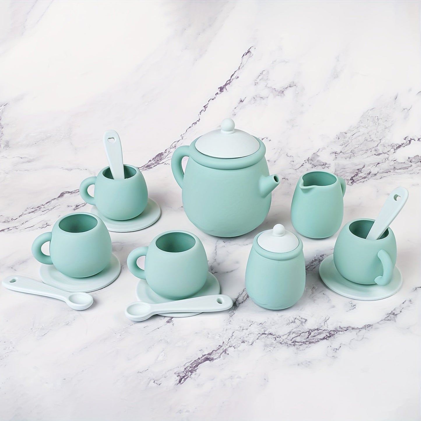 Set of 5 or 7 TYRY.HU Silicone Tea Set Pieces, Made with 100% Food-Grade Silicone, BPA-Free, Durable and Soft Tableware, Perfect for Gifts on Christmas, Halloween, Thanksgiving, New Year's, and Valentine's Day