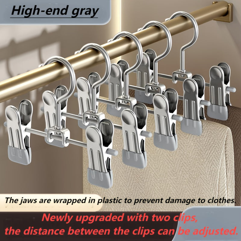 Set of 10 Stainless Steel Pant Hangers with Clips, Versatile Storage Rack for Pants, Skirts, Bras, Scarves, Underwear, Perfect for Bedroom, Balcony, Dorm, Kids' Clothes, Space-Saving Closet Organizer, Essential for Home Organization, Also Suitable for