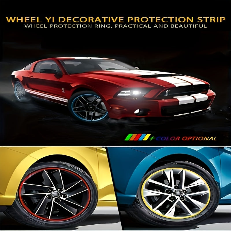 4pcs Universal Fit Car Rim Protector Strips, 195.0cm ABS Wheel Trim Decoration Strips, Anti-Collision Rubber Guards for front tires.