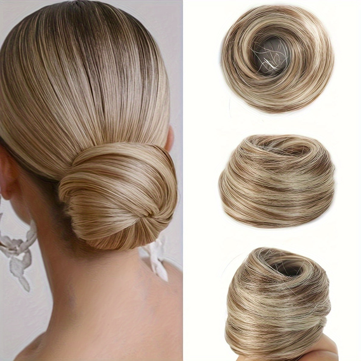 Stylish synthetic hair bun ponytail extension for women, great for both parties and casual wear.