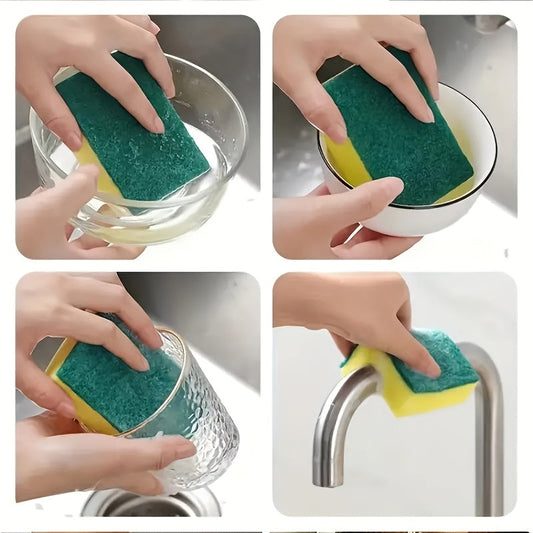 Pack of 12 or 24 Multi-Use Cleaning Sponges with Dual-Sided Scrub Pads, Long-Lasting Scratch-Resistant Polyurethane Foam, Highly Absorbent Household and School Cleaning Supplies for Kitchen, Bathroom, Bedroom, Glass, Furniture, Car - Made from Melamine