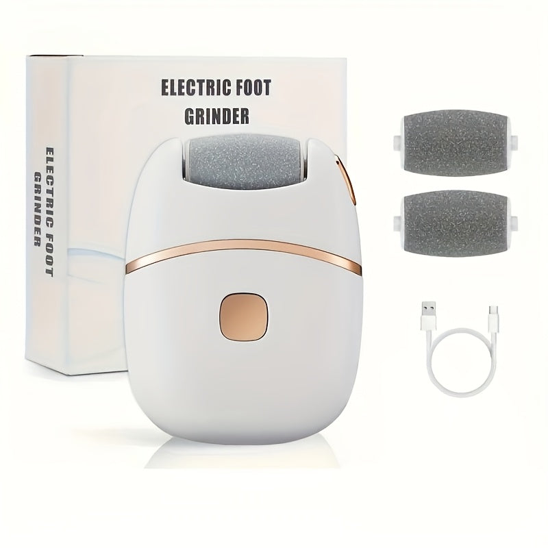 1pc Rechargeable Electric Foot Grinder with Ergonomic Design - USB Charging, 400mAh Lithium Battery, Ideal for Polishing Thick Faux Leather, Includes 3 Pads for Fit.