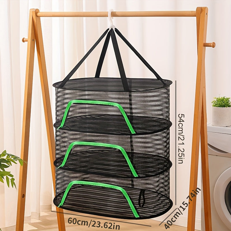 The 3-Tier Collapsible Drying Net is a versatile outdoor basket perfect for drying clothes and foods. It features a zippered design and anti-mosquito mesh pocket, making it ideal for drying shrimp, fish, fruits, vegetables, and herbs. Available in white