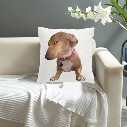 Modern Dachshund Throw Pillow Cover - Side-Eye Design, Plush Polyester, Washable, Fits Various Rooms, 45.72x45.72 cm - 1 Pack