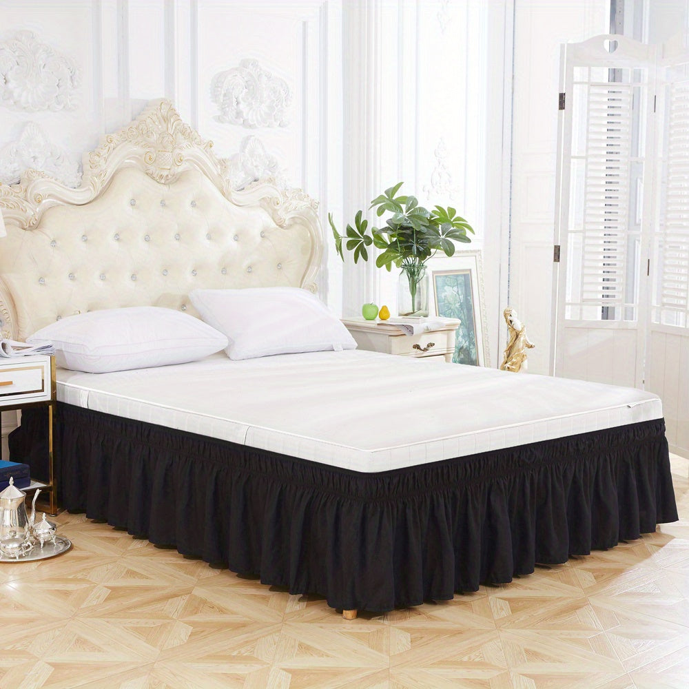 Elastic Bed Skirt in Pure Color, Soft Bedding Supplies, Lotus Leaf Edge Design for Comfortable and Durable Use in Bedroom or Guest Room. Skin-friendly Material.