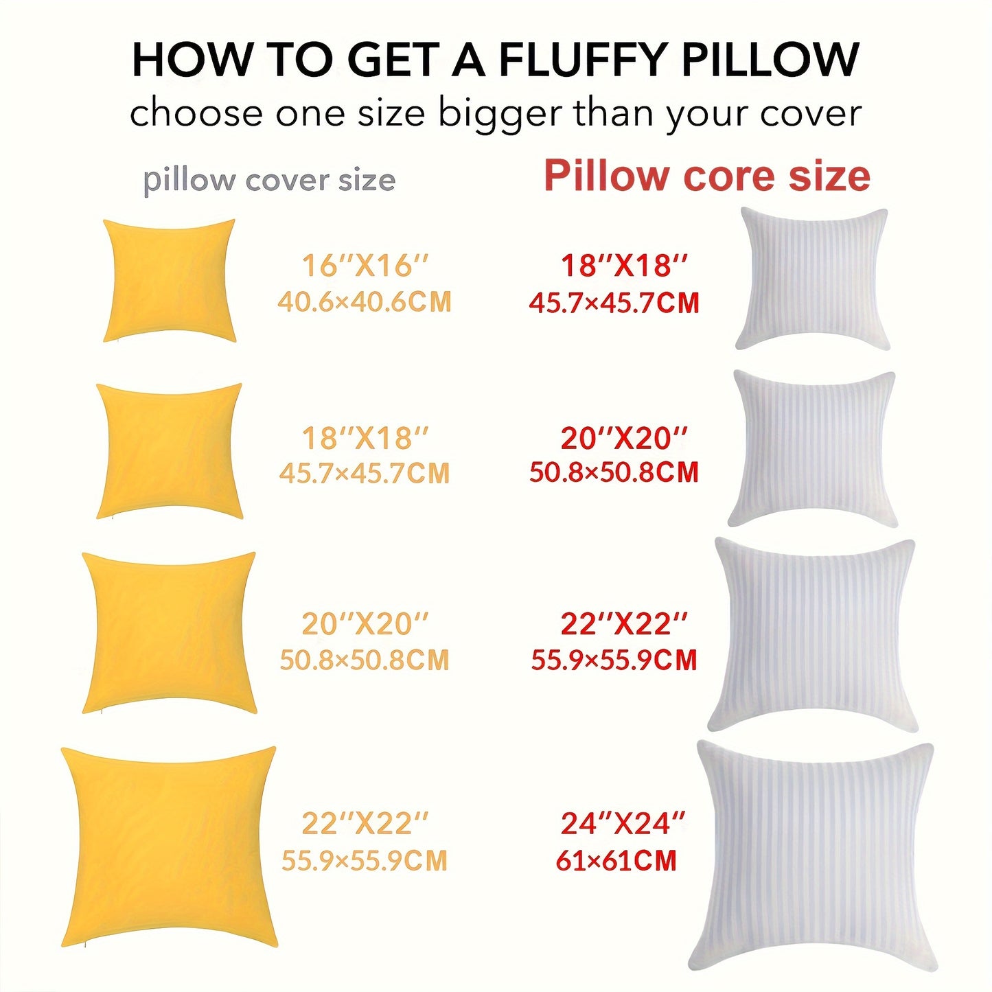 Soft and fluffy 2pc square pillow inserts for bed, sofa, and home decor, with white filling. Perfect for Ramadan.