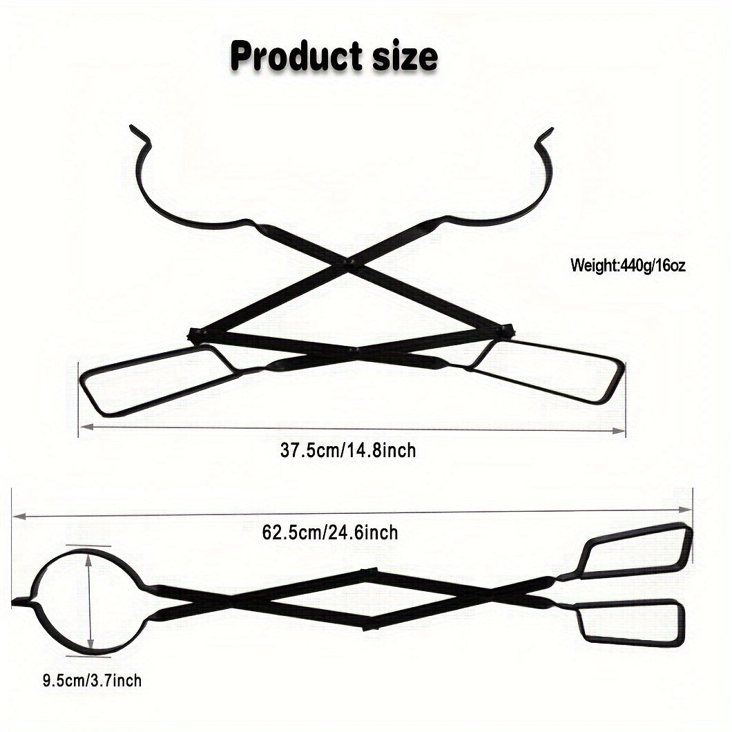Металлические каминные щипцы для использования в помещении. Этот инструмент для захвата бревен предназначен для каминов и костров, с дополнительной прочностью для улучшенной функциональности. Идеально подходит также для костров на открытом воздухе.