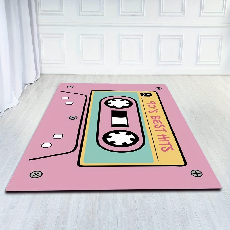 Retro Cassette Tape Inspired Door Mat - Vibrant, Anti-Slip & Stain-Resistant Kitchen Rug for Home Styling, Entryway, and Doorway