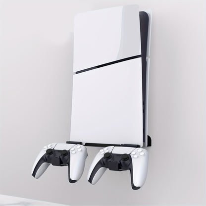 PS5 Slim Wall Mount Holder for Console and Controllers, Steel Vertical Stand with Screw Fixing.