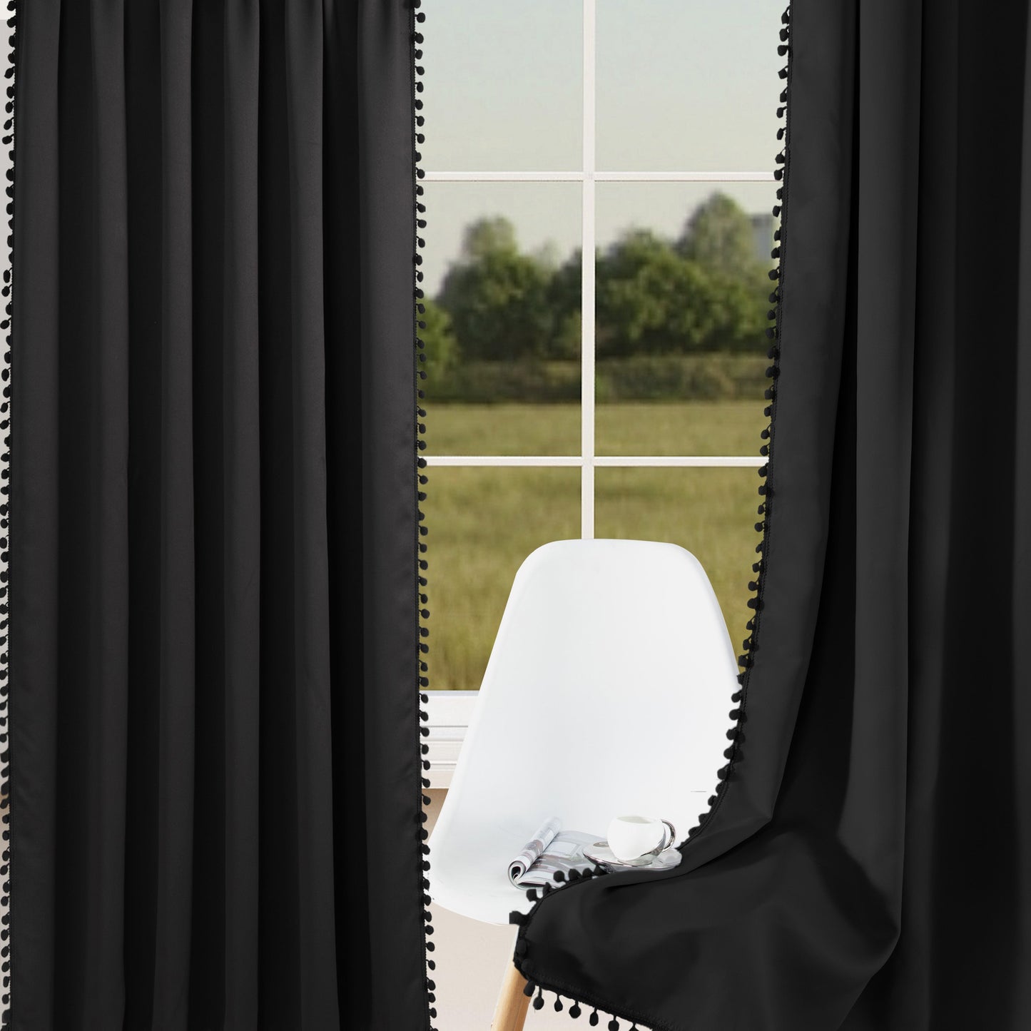 1 thermal insulated blackout curtain panel suitable for study, living room, and kitchen. This decorative curtain features a rod/pole pocket design for added privacy and energy efficiency.