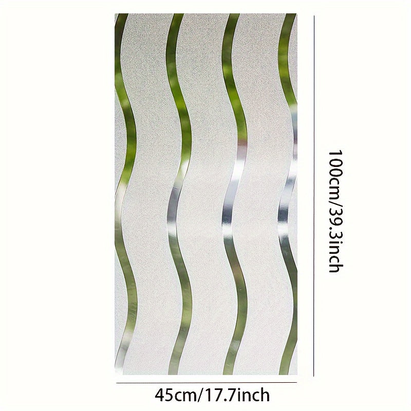 Window Film with Wave Pattern Design, Static Clings to Glass, Provides Privacy, Decorative Window Sticker for Home