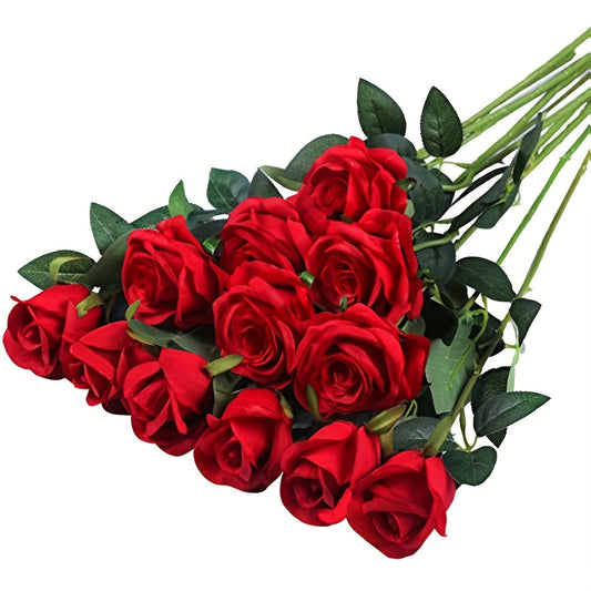 12pcs Realistic Artificial Rose Bouquet for Various Occasions - Ideal for Floral Arrangements and Home Decor - Great Gift for Special Holidays