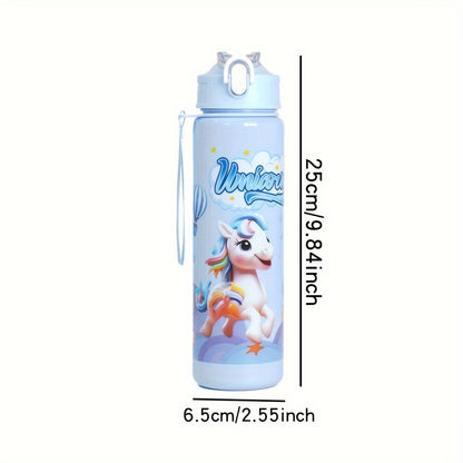 1 Cartoon-Themed 25oz Shaker Bottle with Straw, Leak-Proof, PVC-Free, Hand Wash Only, Ideal for Outdoor Activities - Pack of 1