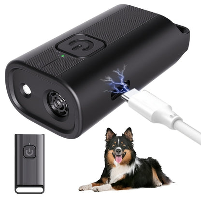 USB orqali zaryadlanadigan mini ultratovushli itlarni to'xtatish qurilmasi, portativ va elektr anti-barking treningi uchun LED bilan.