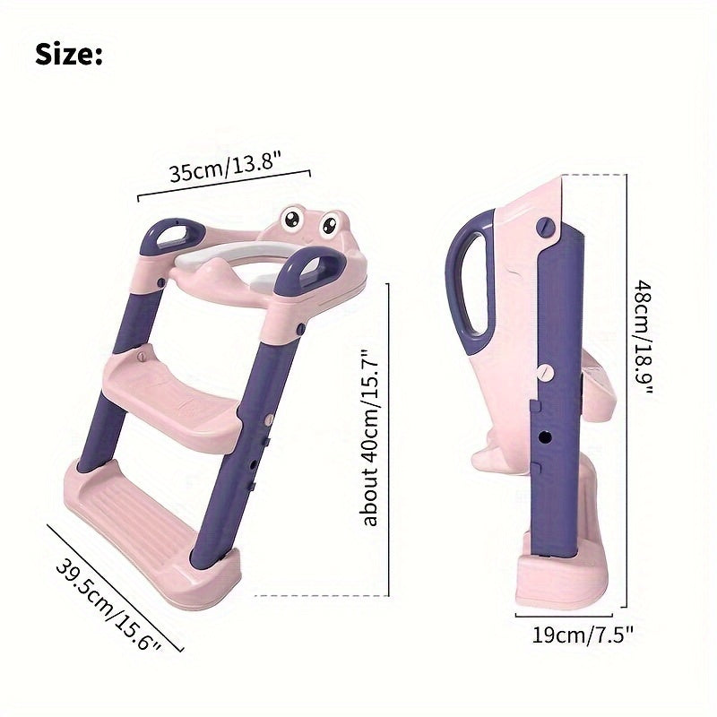 Foldable Toilet Training Seat for Kids, Frog Design with Step Stool - 1pc