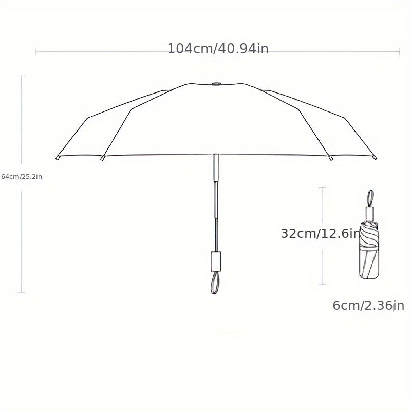 Folding vinyl umbrella for sun and rain