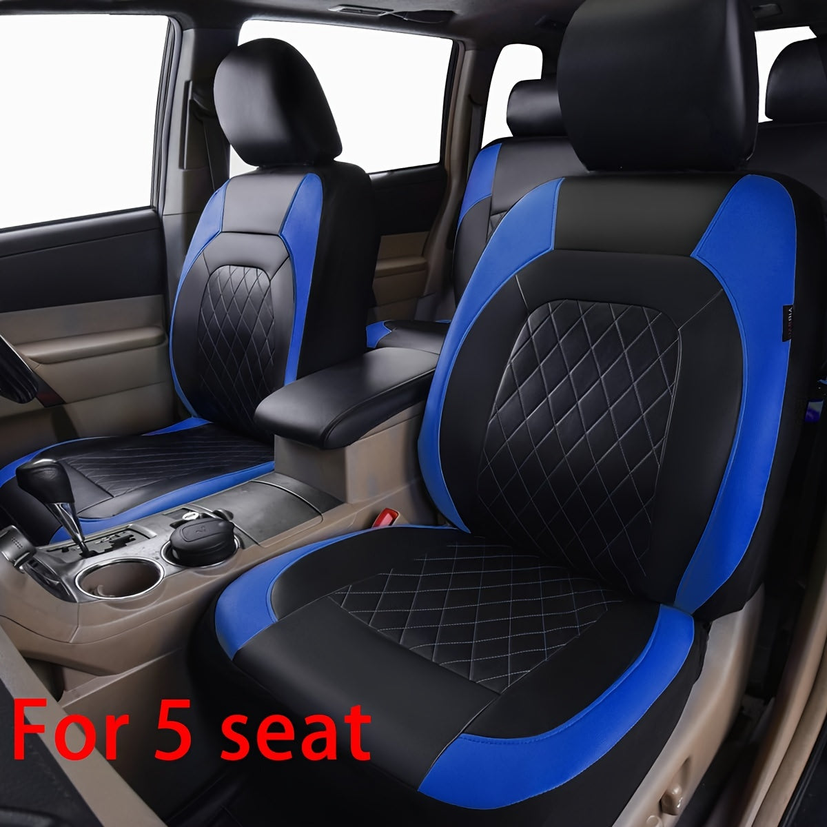 Complete set of PU leather car seat covers for most sedans, fits 5-seater vehicles