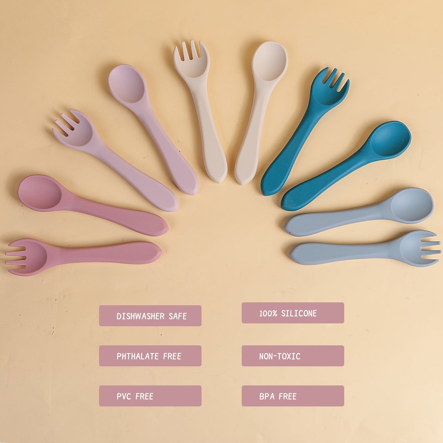 TYRY.HU Fork and Scoop Set - Personalize the Name! Made with 100% Silicone, BPA Free. Perfect for Self-Feeding. Ideal Gift for Christmas, Thanksgiving, and New Year.