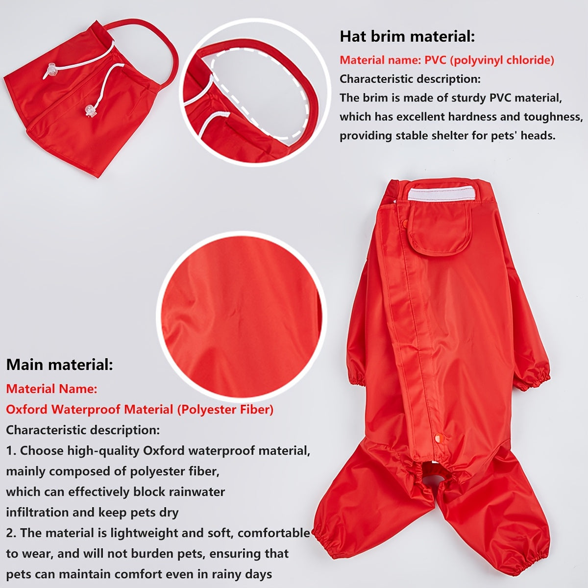 Red Large Dog Pet Raincoat