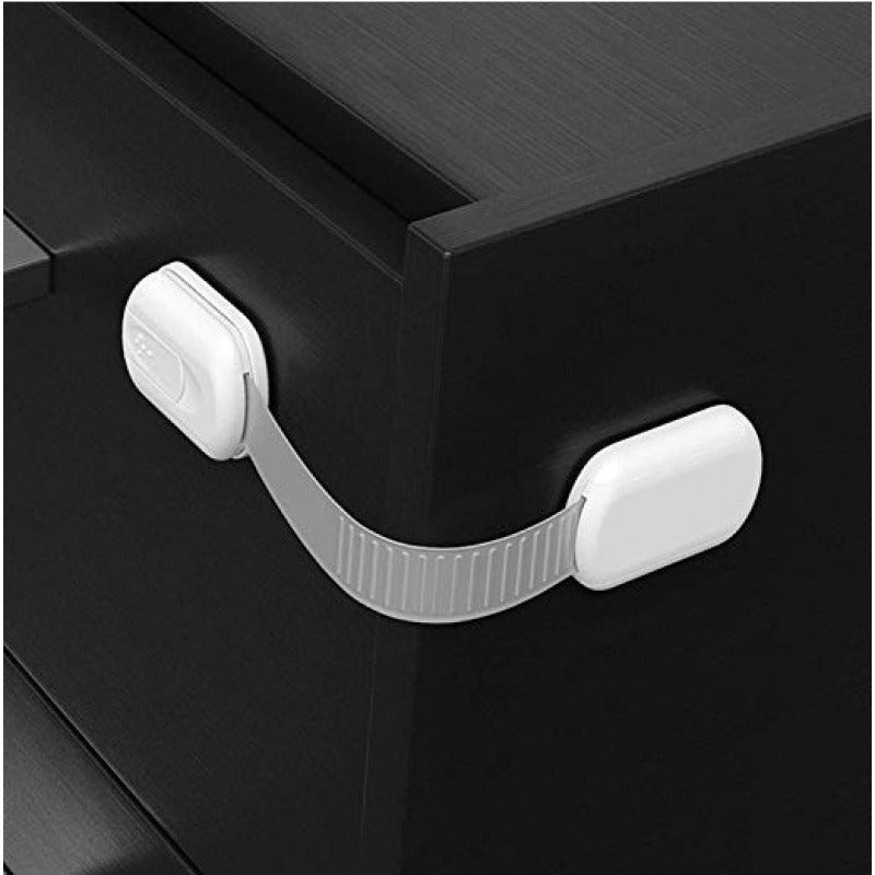 Lead-Free Plastic Cabinet Locks for Child Safety, Multi-Functional Drawer and Door Latches with Anti-Pinching Protection, White, Suitable for Ages 14 and Up