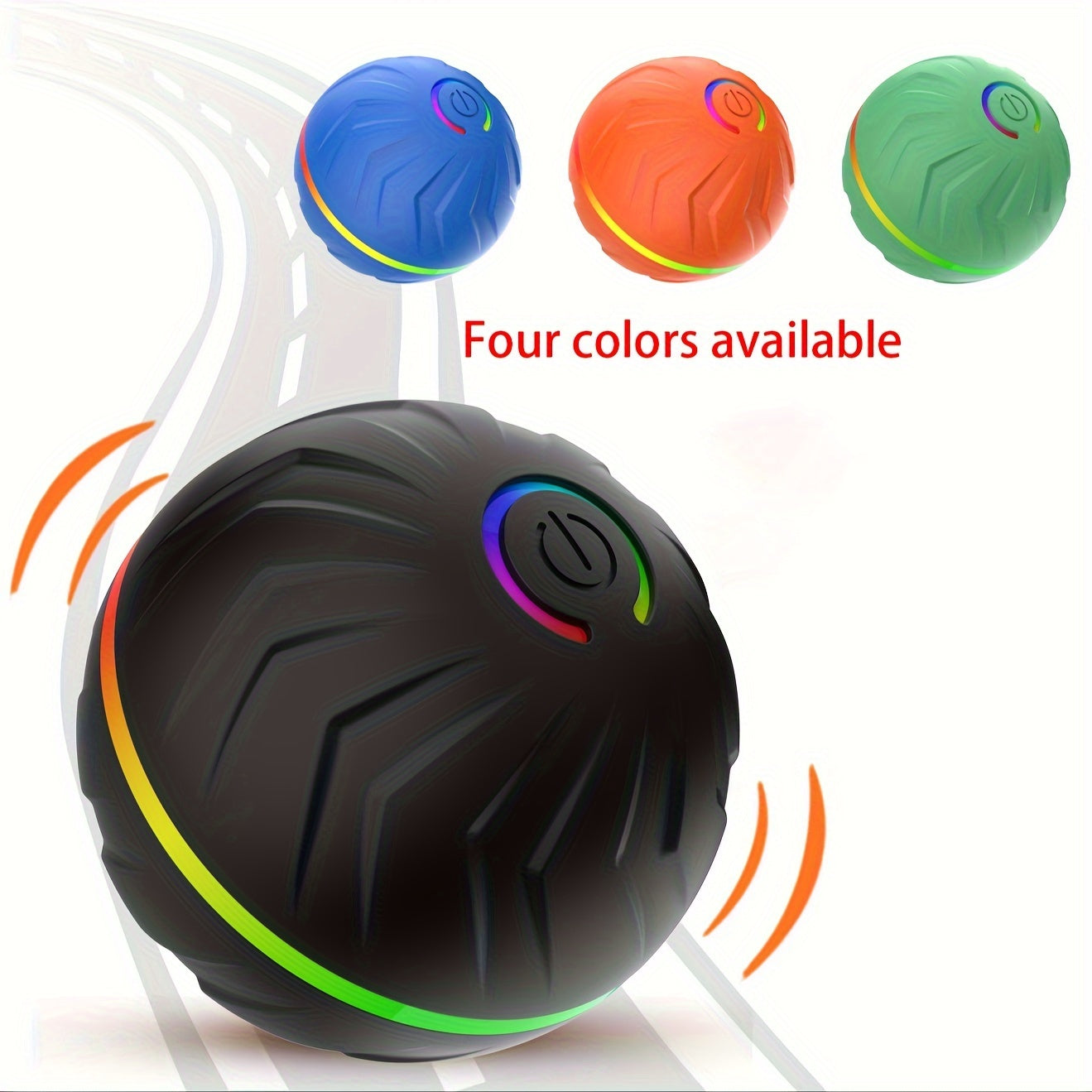 1 upgraded large pet jumping ball in striped silicone, USB rechargeable with LED lights, precise movement for all breed sizes.