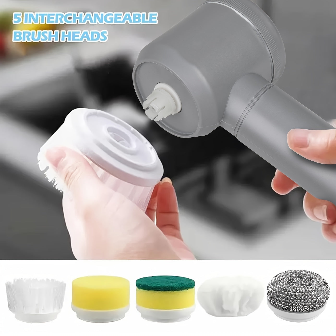 5 to 10 pieces of replacement brush heads are available as accessories for electric rotating cleaning brushes. These rechargeable electric cleaners replacement heads are suitable for bathtubs, floors, walls, tiles, bathrooms, windows, and sinks.