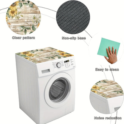 60cm x 60cm Universal Dust Cover with Sunflower Pattern - Machine Washer and Dryer Protector, Absorbent Top Cover for Washing Machines and Dryers- Perfect for Kitchen and Laundry Room Decor