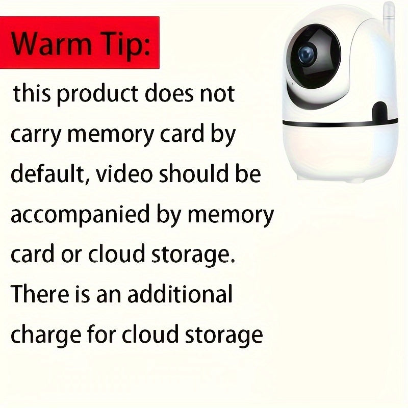 Wireless Wifi Security Camera with 2-Way Voice, Night Vision, and High Security - Perfect for Home Monitoring and Pet Watching. Memory Card Not Included.