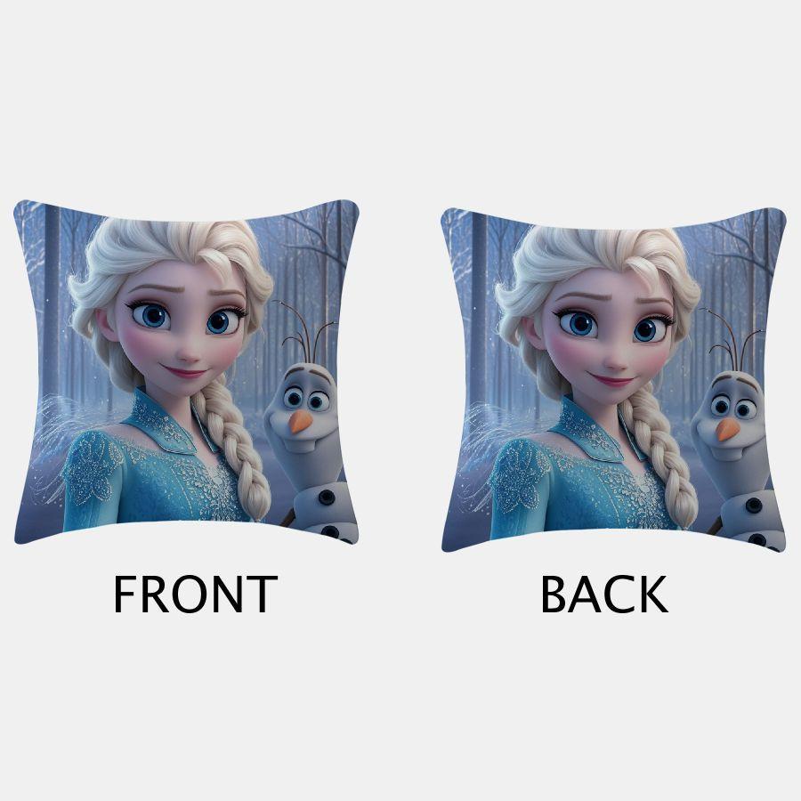 Two pieces of Frozen pillow covers made from soft polyester, double-sided for use on both sofa and outdoor decor.