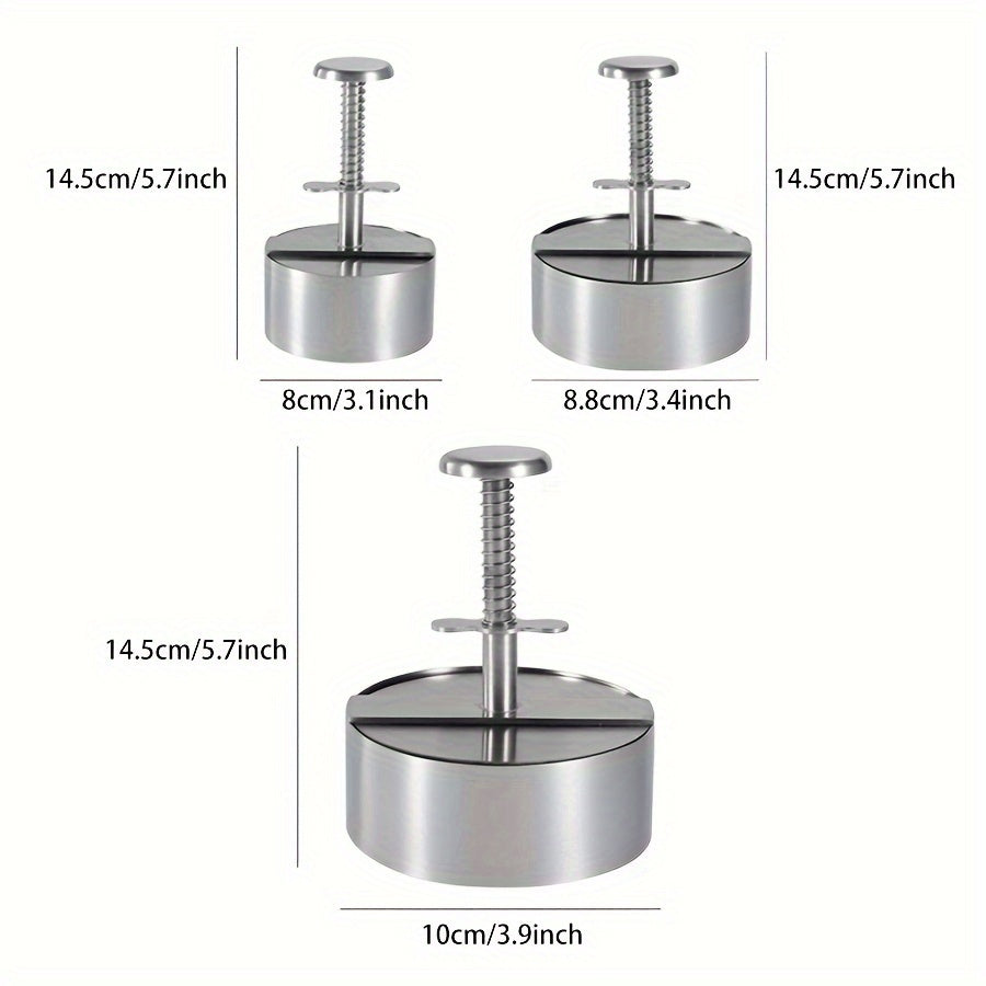 Stainless Steel Hamburger Meat Press with Round Push Design - Perfect for Making Beef, Vegetables, and Burgers in the Kitchen