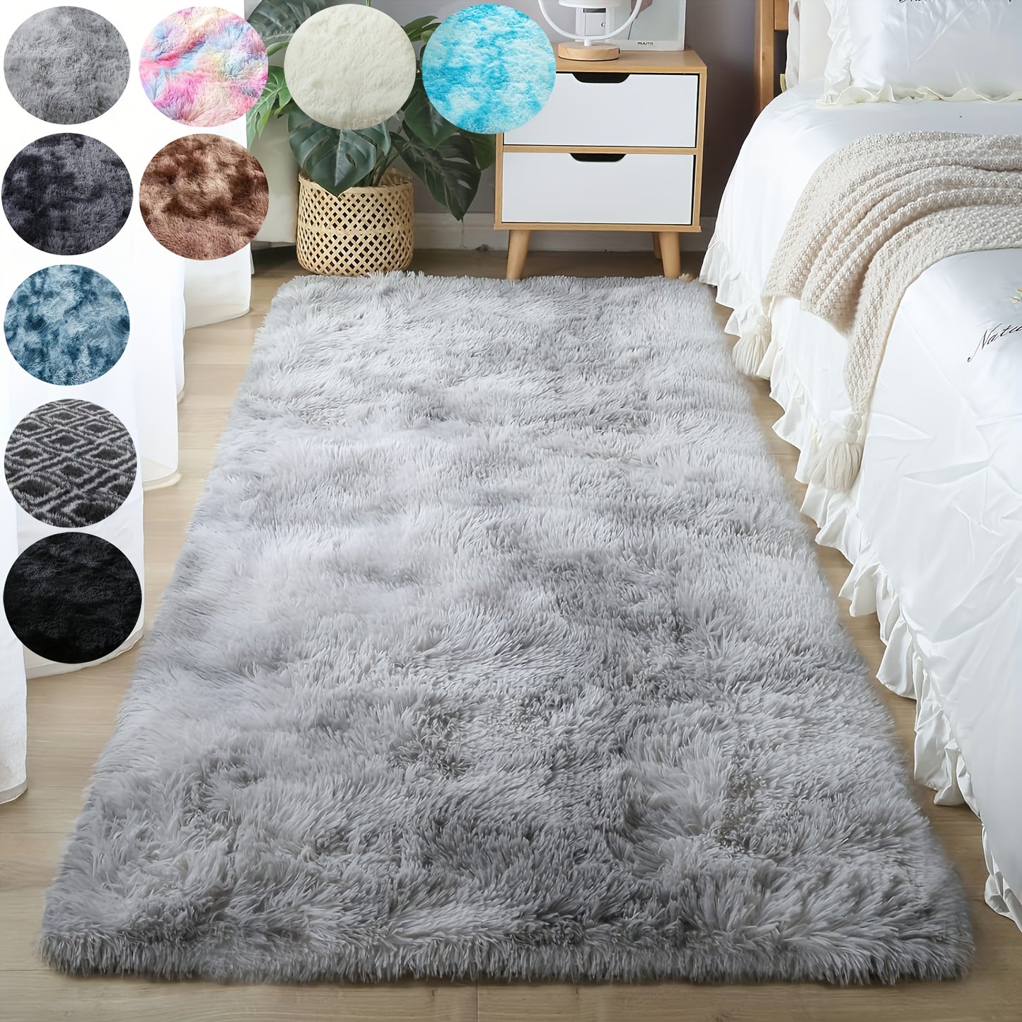 Soft plush drum carpet suitable for home decoration, dormitories, bedrooms, and living rooms; pet-friendly.