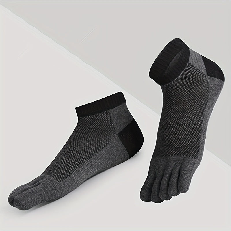 5 pairs of men's anti odor split toe low cut socks, ideal for daily and outdoor wear in spring and summer.