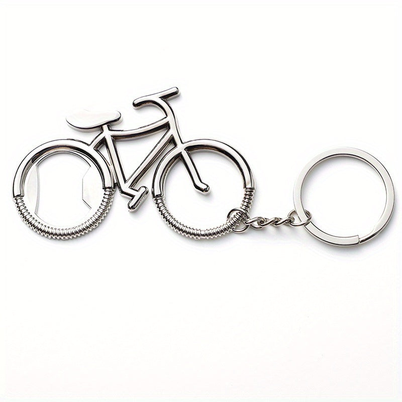 Stainless steel bicycle-shaped bottle opener for beer, wine, and juice. Great for kitchen gadgets, gifts, and home accessories.